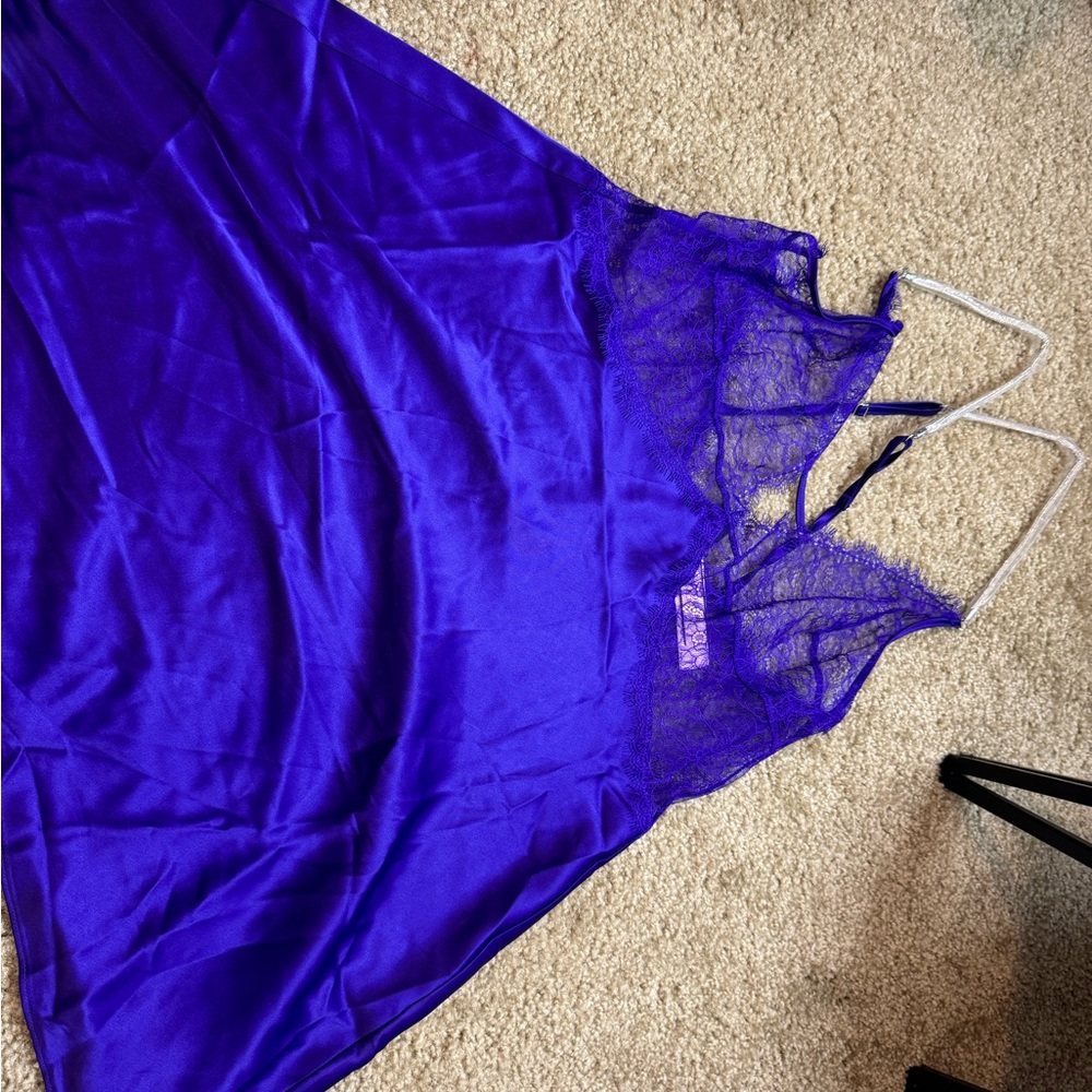 Victoria's Secret Purple Chemise Crytsal Spaghetti Straps